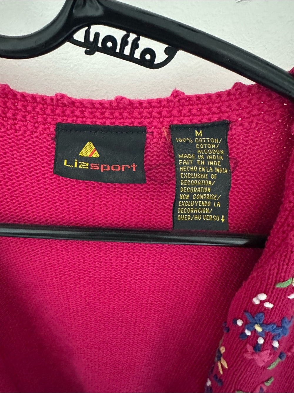 Liz Claiborne Hot Pink Embroidered Open-Front Cardigan - Picture 2 of 2